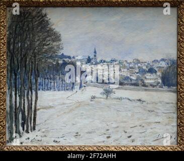 Neige à Marly le Roi 1875 par Alfred Sisley 1839-1899.peintre paysagiste impressionniste né en France mais avec une citoyenneté britannique. Banque D'Images