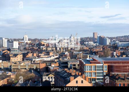 Nottingham City, vue depuis le toit de l'aménagement de la place de l'unité. Notinghamshire Angleterre Royaume-Uni Banque D'Images