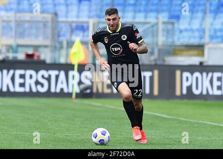 Rome, Italie. 03ème avril 2021. Julian Chabot de Spezia Calcio en action pendant la série UN match entre SS Lazio et Spezia Calcio au Stadio Olimpico le 03 avril 2021 à Rome, Italie. (Photo de Roberto Ramaccia/INA photo Agency) crédit: SIPA USA/Alay Live News Banque D'Images