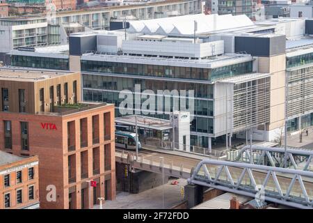 Station Street dans la ville de Nottingham, vue depuis le toit du développement de Unity Square. Notinghamshire Angleterre Royaume-Uni Banque D'Images