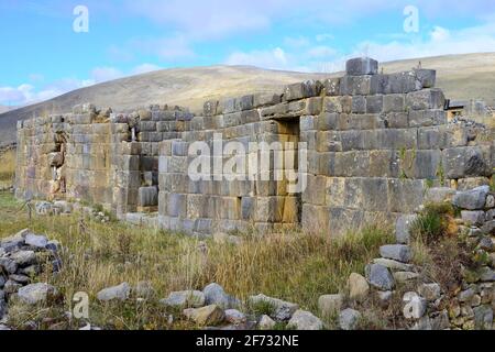 Ruines de Huanuco Pampa, centre administratif de l'Inca, province de dos de Mayo, Pérou Banque D'Images
