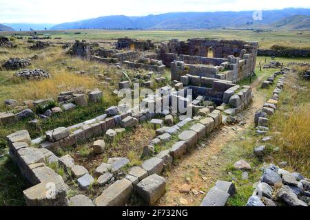 Ruines de Huanuco Pampa, centre administratif de l'Inca, province de dos de Mayo, Pérou Banque D'Images