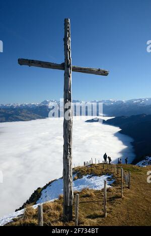 Summit Cross, Rigi-Kulm, Rigi, Suisse centrale, Suisse Banque D'Images