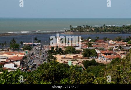 Porto Seguro, Bahia / Brésil - 7 juillet 2008 : vue aérienne de la ville de Porto Seguro dans le sud de la Bahia. *** Légende locale *** Banque D'Images