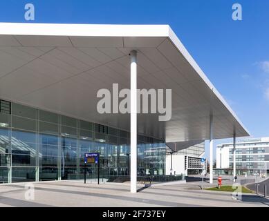 Centre des expositions et des congrès, entrée est, Essen, région de la Ruhr, Rhénanie-du-Nord-Westphalie, Allemagne Banque D'Images