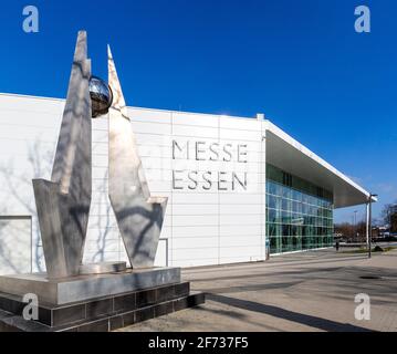 Centre des expositions et des congrès, entrée est, Essen, région de la Ruhr, Rhénanie-du-Nord-Westphalie, Allemagne Banque D'Images