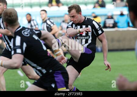 Newcastle, Royaume-Uni. 20 mars 2021. NEWCASTLE UPON TYNE, LE 4 AVRIL Josh Woods de Newcastle Thunder prend ses allures lors du match de championnat BETFRED entre Newcastle Thunder et Widnes Vikings à Kingston Park, Newcastle, le dimanche 4 avril 2021. (Credit: Chris Lishman | MI News) Credit: MI News & Sport /Alay Live News Banque D'Images