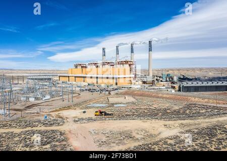 Centrale électrique Jim Bridger, alimentée au charbon, point of Rocks, Wyoming, États-Unis Banque D'Images