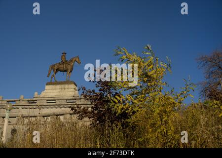 Public Art. General Ulysses S. Grant Equestrians statue le long du lac Michigan et sur le South Pond du zoo de Lincoln Park, Lincoln Park, Chicago, Illinois. Po Banque D'Images