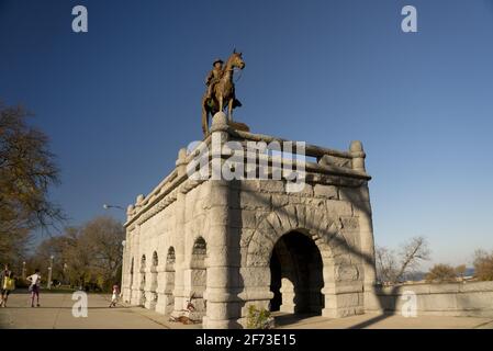 Public Art. General Ulysses S. Grant Equestrians statue le long du lac Michigan et sur le South Pond du zoo de Lincoln Park, Lincoln Park, Chicago, Illinois. Po Banque D'Images