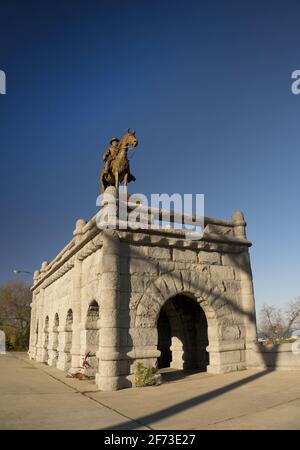 Public Art. General Ulysses S. Grant Equestrians statue le long du lac Michigan et sur le South Pond du zoo de Lincoln Park, Lincoln Park, Chicago, Illinois. Po Banque D'Images