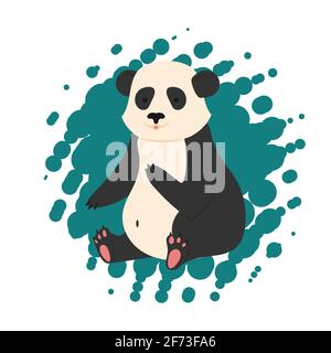 Mignon drôle grand panda assis sur le sol dessin animé animal dessin plat vecteur illustration Illustration de Vecteur