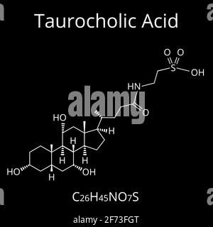 Acide taurocholique. Acide biliaire. Formule moléculaire chimique acide taurocholique. Illustration vectorielle sur un arrière-plan isolé Illustration de Vecteur