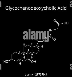 Acide glycochénodésoxycholique. Acide biliaire. La formule moléculaire chimique est l'acide glycochenodéoxycholique. Illustration vectorielle sur un arrière-plan isolé Illustration de Vecteur