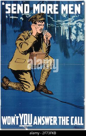 Une affiche de recrutement vintage WW1 Banque D'Images