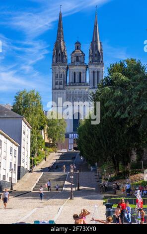 Angers, France - 23 août 2019 : Cathédrale Saint-Maurice à Angers dans le Maine et Loire en France Banque D'Images