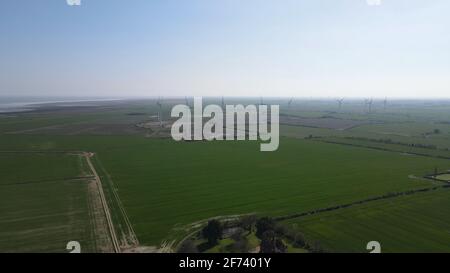 Bradwell Essex UK Wind Farm image aérienne Banque D'Images