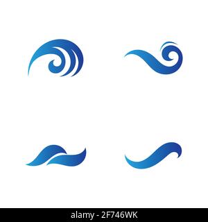 Jeu de modèles de dessin vectoriel du logo Ocean Wave - Vecteur Illustration de Vecteur
