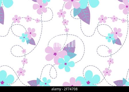 Motif floral clair dans des teintes bleues et violettes Illustration de Vecteur