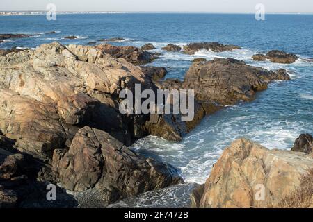 Magnifique Maine côtier de marginal Way. Il s'agit d'un sentier pavé de 1.25 km le long de la côte du Maine. Vue, vue, vues. L'océan Atlantique est le meilleur. Maine. Banque D'Images