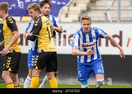 Horsens, Danemark. 04e avril 2021. Kasper Larsen (5) d'OB vu pendant le 3F Superliga match entre AC Horsens et Odense Boldklub à Casa Arena à Horsens. (Crédit photo : Gonzales photo/Alamy Live News Banque D'Images