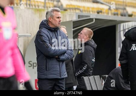 Horsens, Danemark. 04e avril 2021. Le directeur Michael Hemmingsen de OB vu pendant le match 3F Superliga entre AC Horsens et Odense Boldklub à Casa Arena à Horsens. (Crédit photo : Gonzales photo/Alamy Live News Banque D'Images