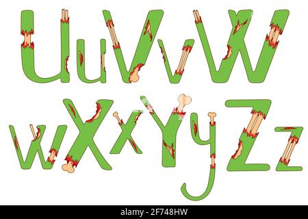 Alphabet zombie - u v W x y z lettres Illustration de Vecteur