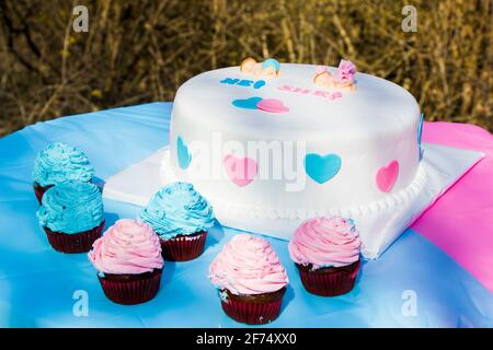 Petits Gateaux De Douche De Bebe Pour Une Fille Et Garcon Photo Stock Alamy