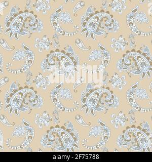 Motif sans couture avec décoration cachemire. Décoration fleurie très ornée. Illustration vectorielle Illustration de Vecteur