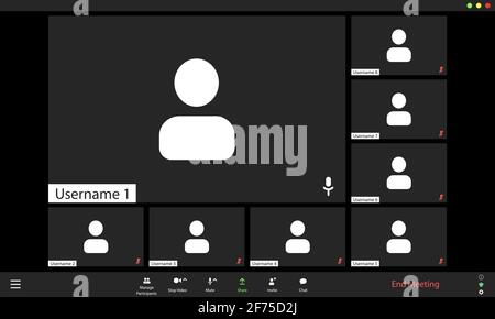 Interface utilisateur de vidéoconférence, superposition de la fenêtre appels de vidéoconférence Illustration de Vecteur