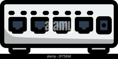 Icône commutateur Ethernet. Contour gras modifiable avec Color Fill Design. Illustration vectorielle. Illustration de Vecteur
