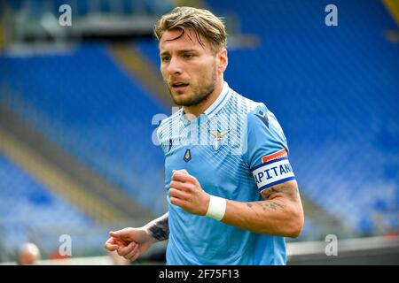 Rome, Italie. 03ème avril 2021. Ciro immobile de S.S. Lazio pendant la série 2020-21 UN match de championnat italien de la Ligue entre S.S. Lazio et Spezia Calcio au Stadio Olimpico.final score; SS Lazio 2:1 Spezia Calcio. Crédit : SOPA Images Limited/Alamy Live News Banque D'Images