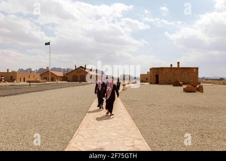 Al Ula, Arabie Saoudite, 19 février 2020 : le train Hejaz restauré construit pour l'Empire ottoman qui a été explosé par T. E. Lawrence au cours du monde Banque D'Images