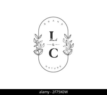 Lettres LC beau floral féminin modifiable préfabriqué logo monoline convient pour spa salon peau beauté cheveux boutique et compagnie cosmétique. Illustration de Vecteur