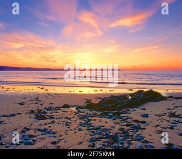 Royaume-Uni, pays de Galles, West Glamourgan, Gower Peninsular, Oxwich Bay, aube, Banque D'Images