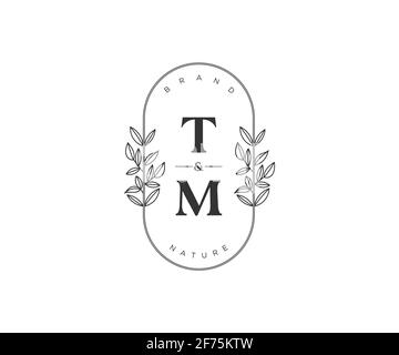 TM lettres belle fleur féminine modifiable préfabriqué logo monoline convient pour spa salon de beauté de cheveux de peau boutique et compagnie cosmétique. Illustration de Vecteur
