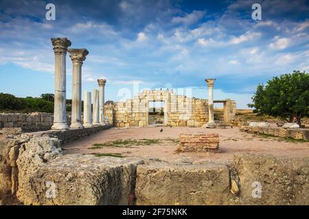 Ukraine, Crimée, Sébastopol, ruines de l'ancienne ville de Khersoness, théâtre antique Banque D'Images