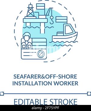 Icône de concept bleu pour les travailleurs de l'installation maritime et offshore Illustration de Vecteur