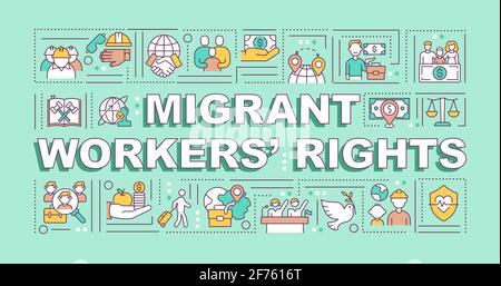 Bannière de concepts de mot droits des travailleurs migrants Illustration de Vecteur