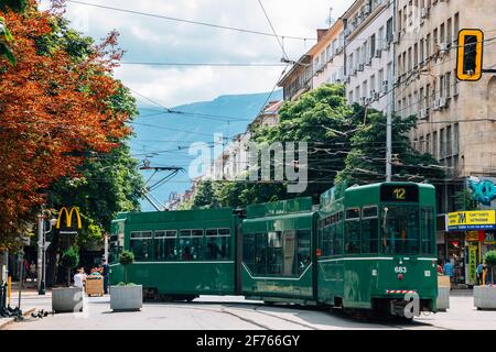 Sofia, Bulgarie - 4 août 2019 : rue principale du boulevard Vitosha Banque D'Images