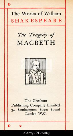 Page de titre de la pièce de Shakespeare Macbeth. Des œuvres de William Shakespeare, publié vers 1900 Banque D'Images