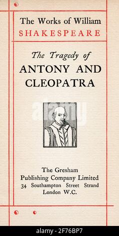 Page de titre de la pièce de Shakespeare Antony et Cleopatra. Des œuvres de William Shakespeare, publié vers 1900 Banque D'Images