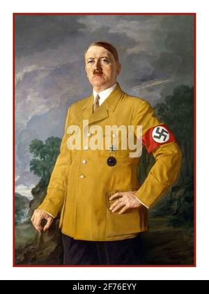 Adolf Hitler HUILE DE PEINTURE Der Führer Gemälde Adolf Hitler Portrait Peinture d'Adolf Hitler en uniforme avec le brassard de swastika par Heinrich Knirr peintre allemand né en Autriche 1937 Banque D'Images