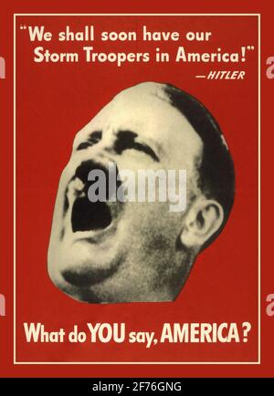 WW2 USA propagande Motivational Poster " nous aurons bientôt Nos troupes de tempête dans l'Allemagne nazie Adolf Hitler Fuhrer Deuxième Guerre mondiale Banque D'Images