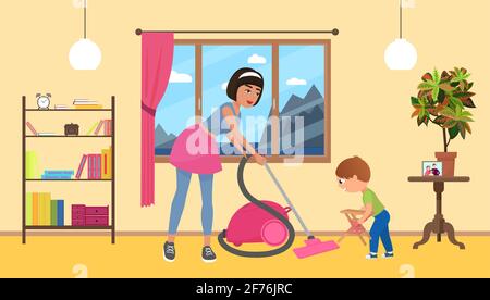 Papa Et Fils Avec Des Produits De Nettoyage. Père Et Enfant Prêts à Faire  Les Travaux Ménagers Ensemble. Drôle De Ménage. Image stock - Image du  nettoyeur, mousse: 216843505