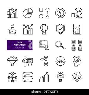Icônes de ligne vectorielle associées à l'analyse de données. Illustration vectorielle simple. Illustration de Vecteur