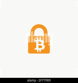 Verrouiller le bitcoin. Concept de vecteur de piratage informatique et ransomware. Symbole de piratage criminel, de vol de données et de chantage. Symbole de devise numérique Bitcoin. Illustration de Vecteur