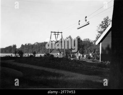 Le téléphérique de Forssjö regarda Katrineholm. Banque D'Images