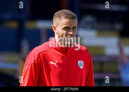 Luton, Royaume-Uni. 05 avril 2021. Carlton Morris #14 de Barnsley avant le match à Luton, Royaume-Uni le 4/5/2021. (Photo de Richard Washbrooke/News Images/Sipa USA) crédit: SIPA USA/Alay Live News Banque D'Images