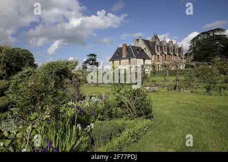 France, Indre et Loire, vallée de la Loire classée au patrimoine mondial de l'UNESCO, Vernou-sur-Brenne, château de Jallanges Banque D'Images